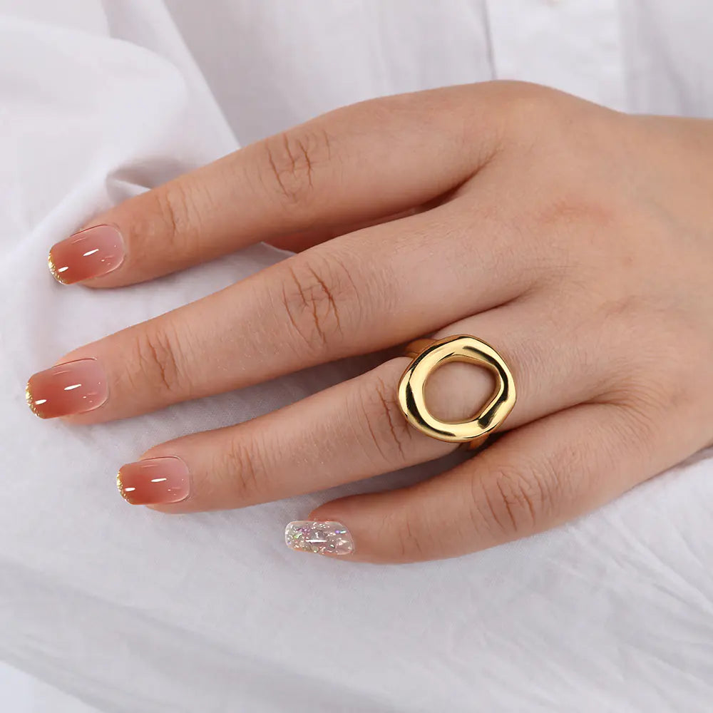 Stainless Steel Hollow Oval Shape Ring