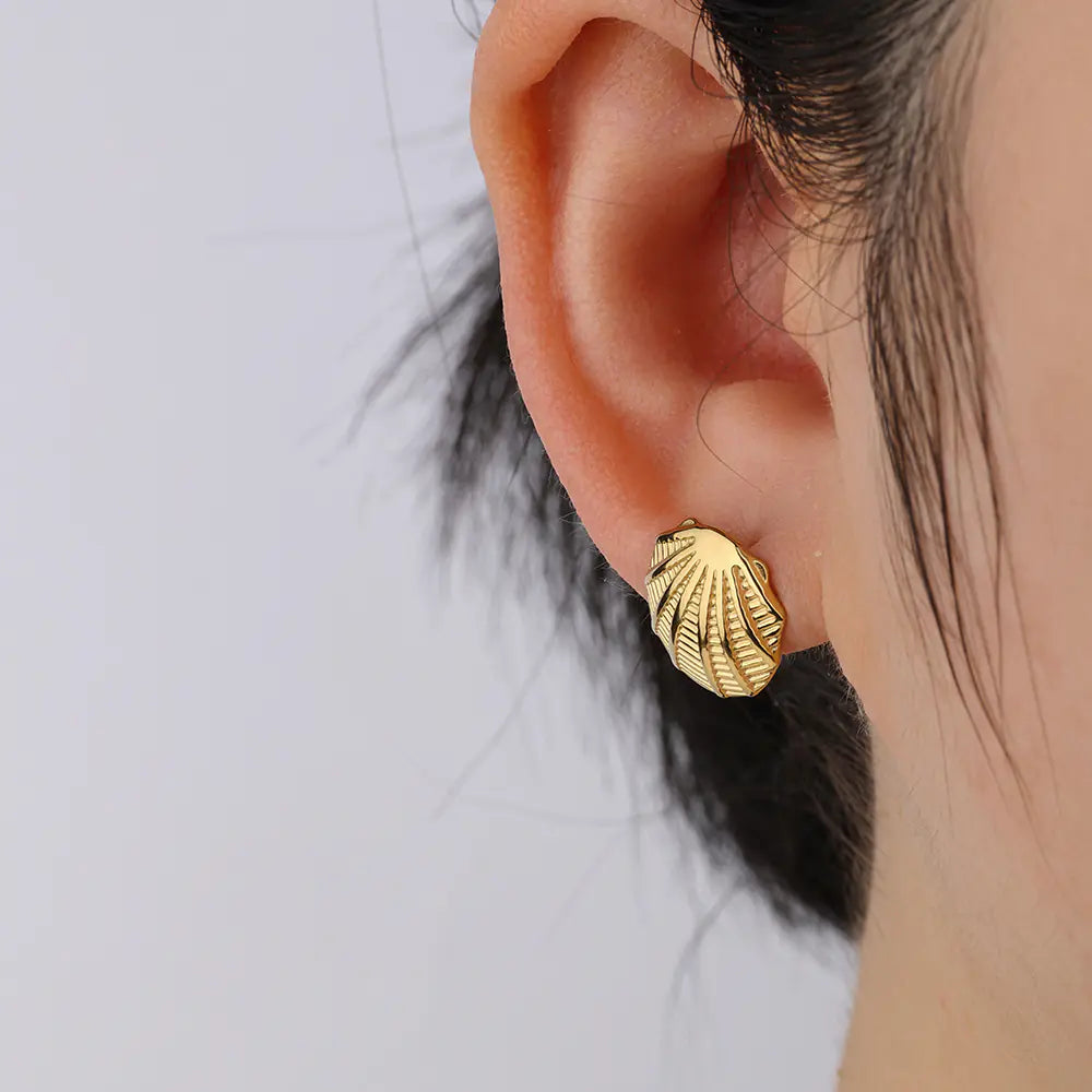 Ocean Style Sea Shell Stainless Steel Studs Earrings