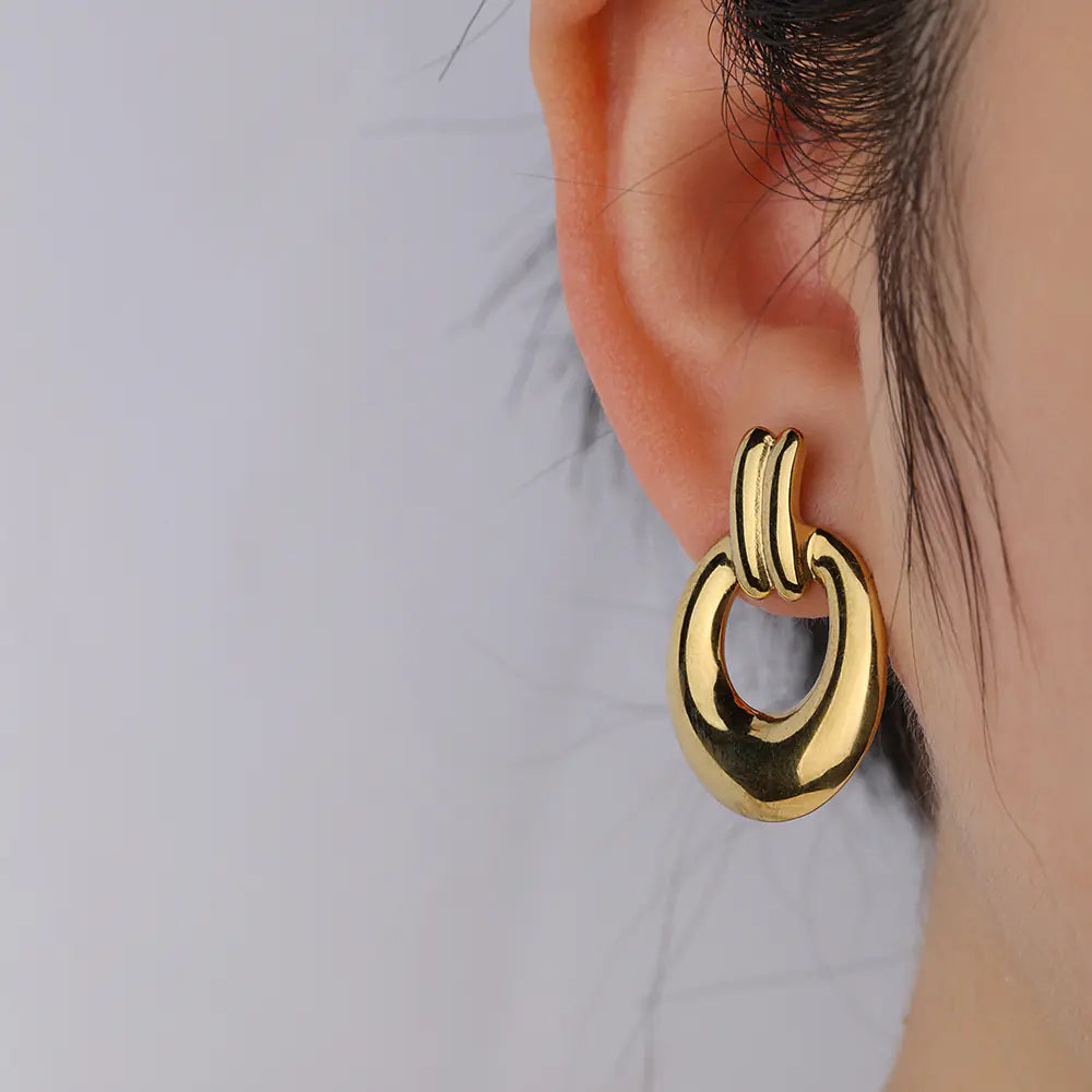 Fashion 18k Gold Plated Stainless Steel Earring