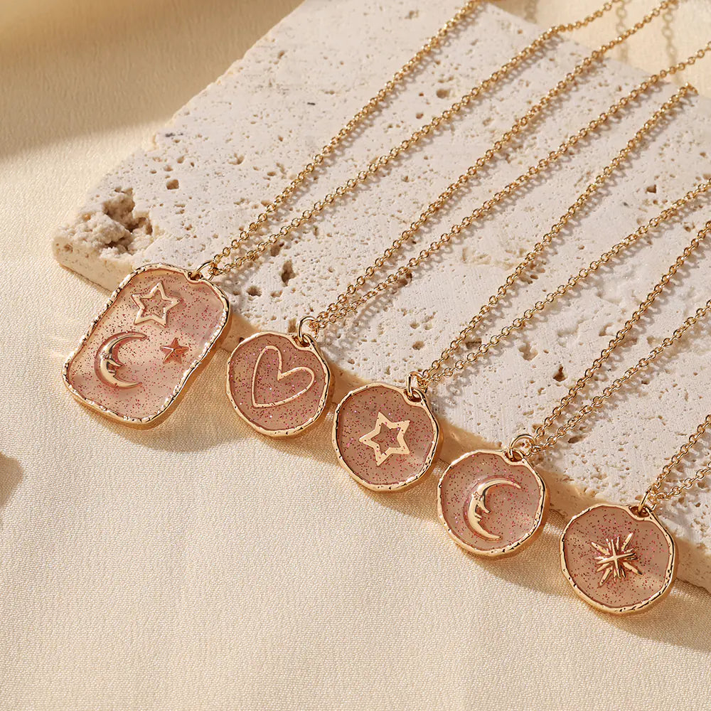Hot-selling Brass Glass Print Necklace