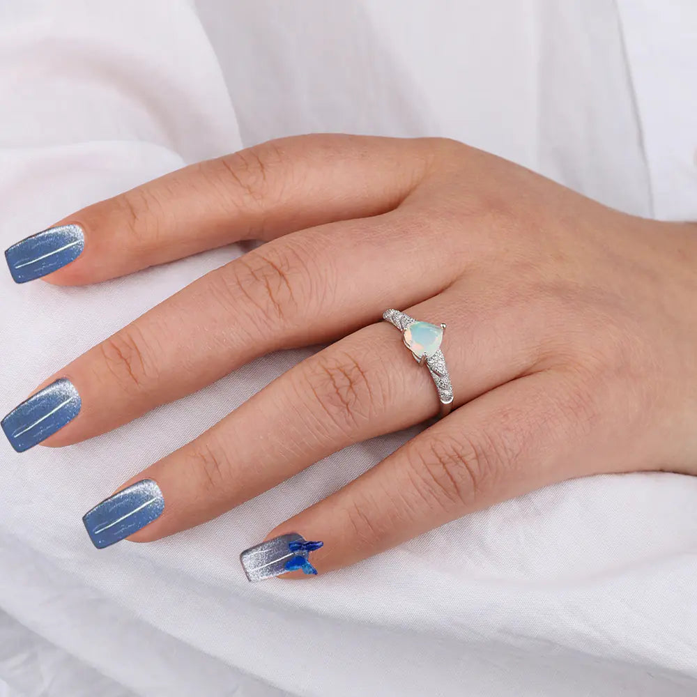 Light Luxury 925 Silver Opal Adjustable Ring