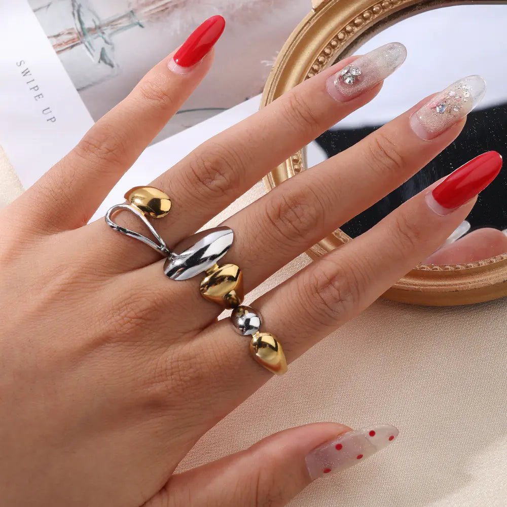 Two-Tone Double Point Design Stainless Steel Ring