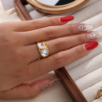 Stainless Steel Moonstone Open Ring