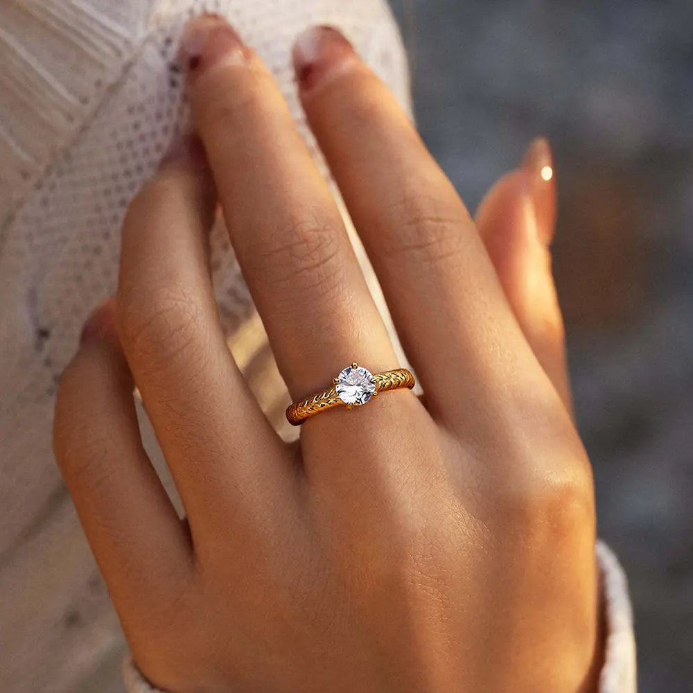 Stainless Steel Moonstone Design Open Ring