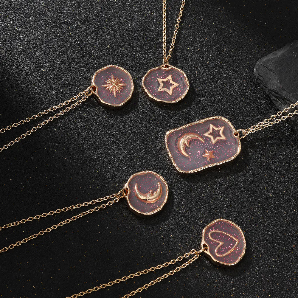Hot-selling Brass Glass Print Necklace