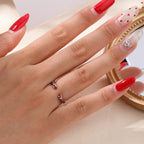 S925 Sterling Silver Red Enamel Double Gourd Open Ring