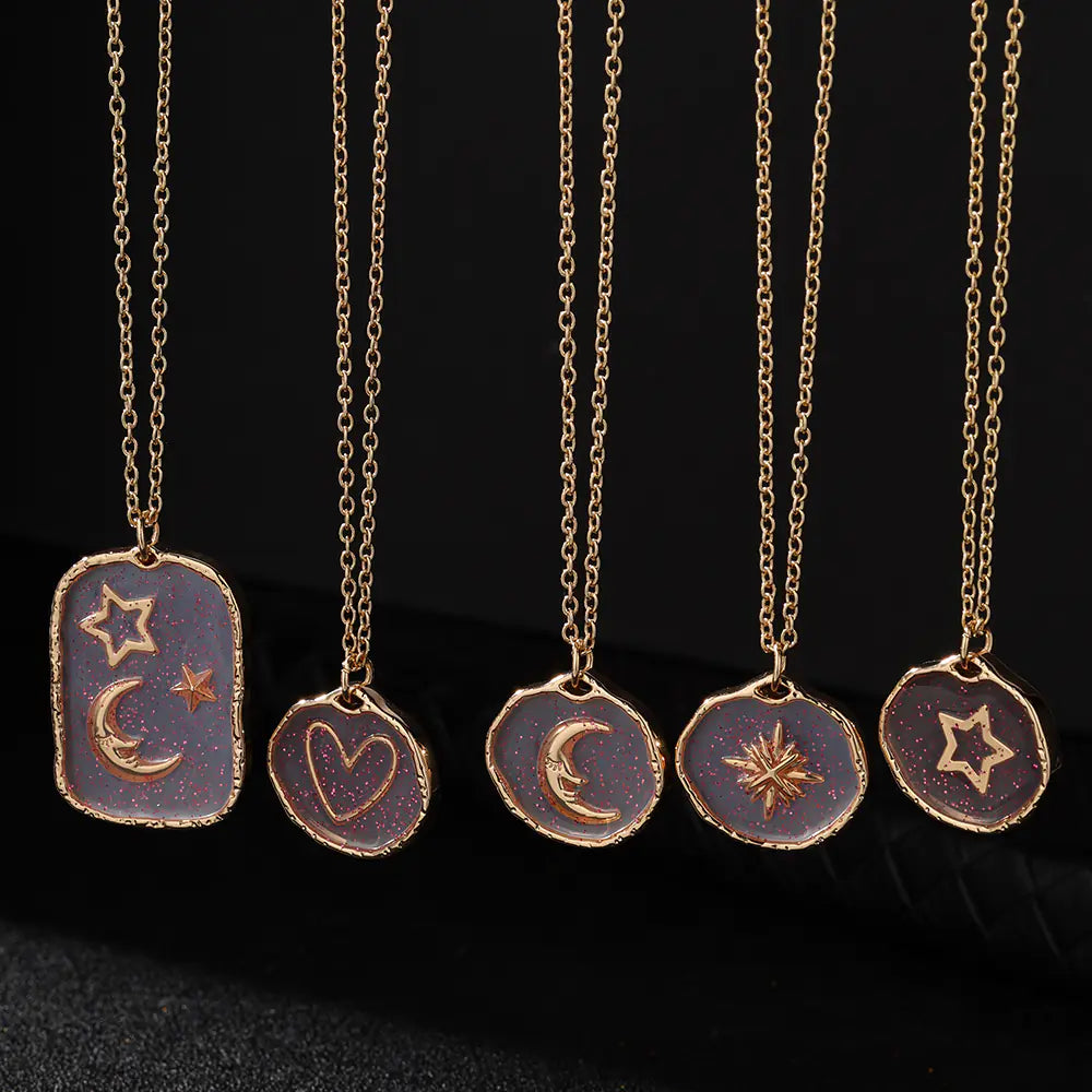 Hot-selling Brass Glass Print Necklace