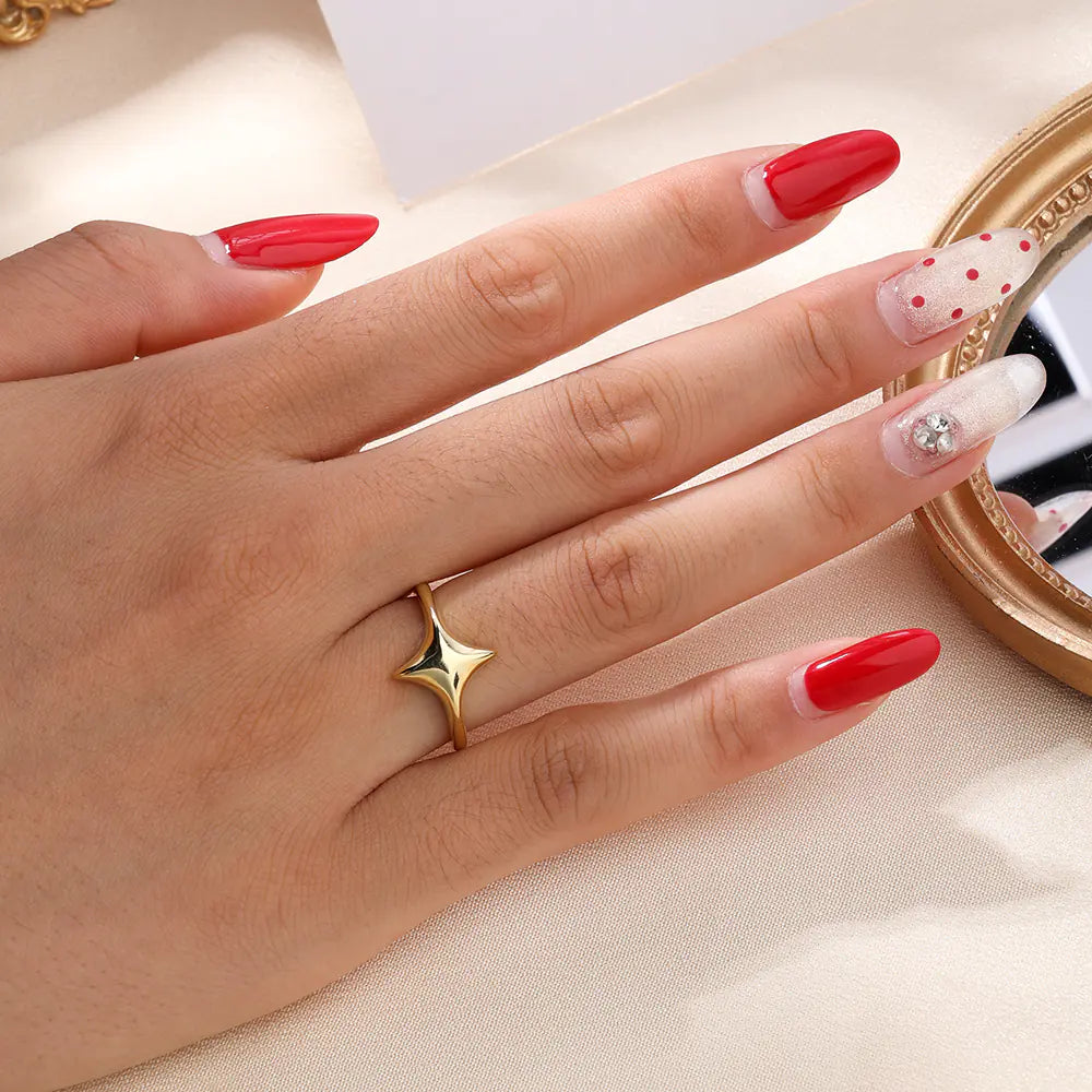 925 Sterling Silver Four-pointed starburst Plain Ring
