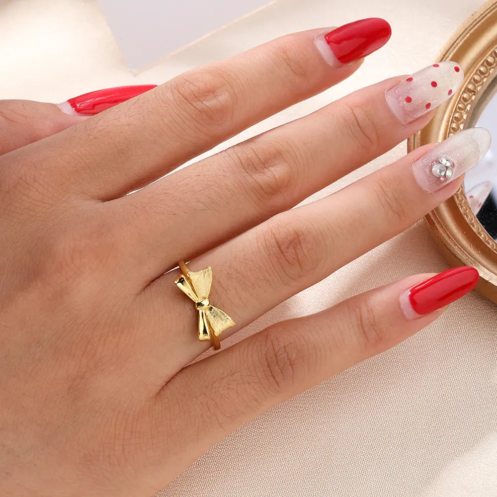 Trendy Dainty 925 Silver Chic Shiny Bow Ring