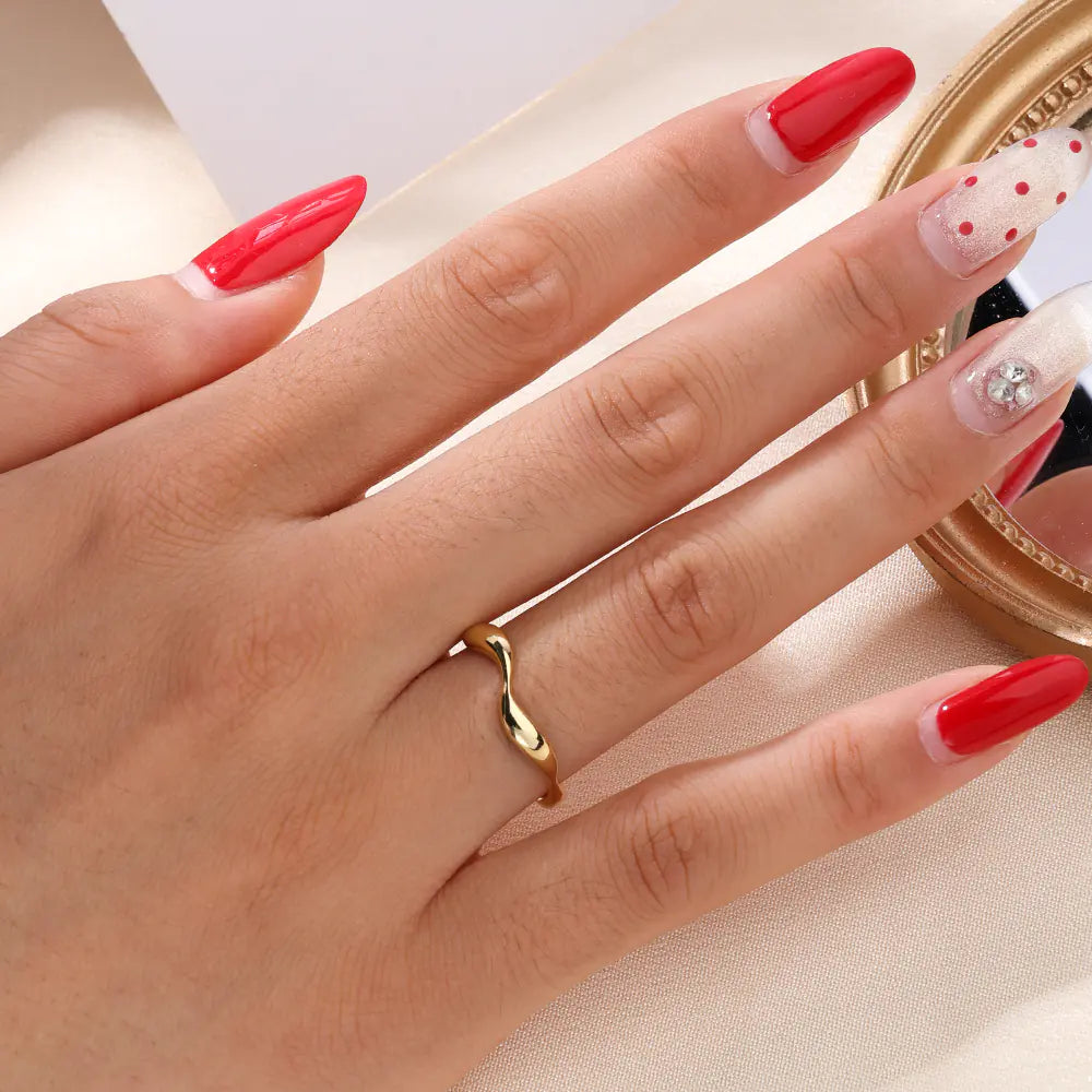 925 Sterling Silver Gold Plated Wave CZ Ring