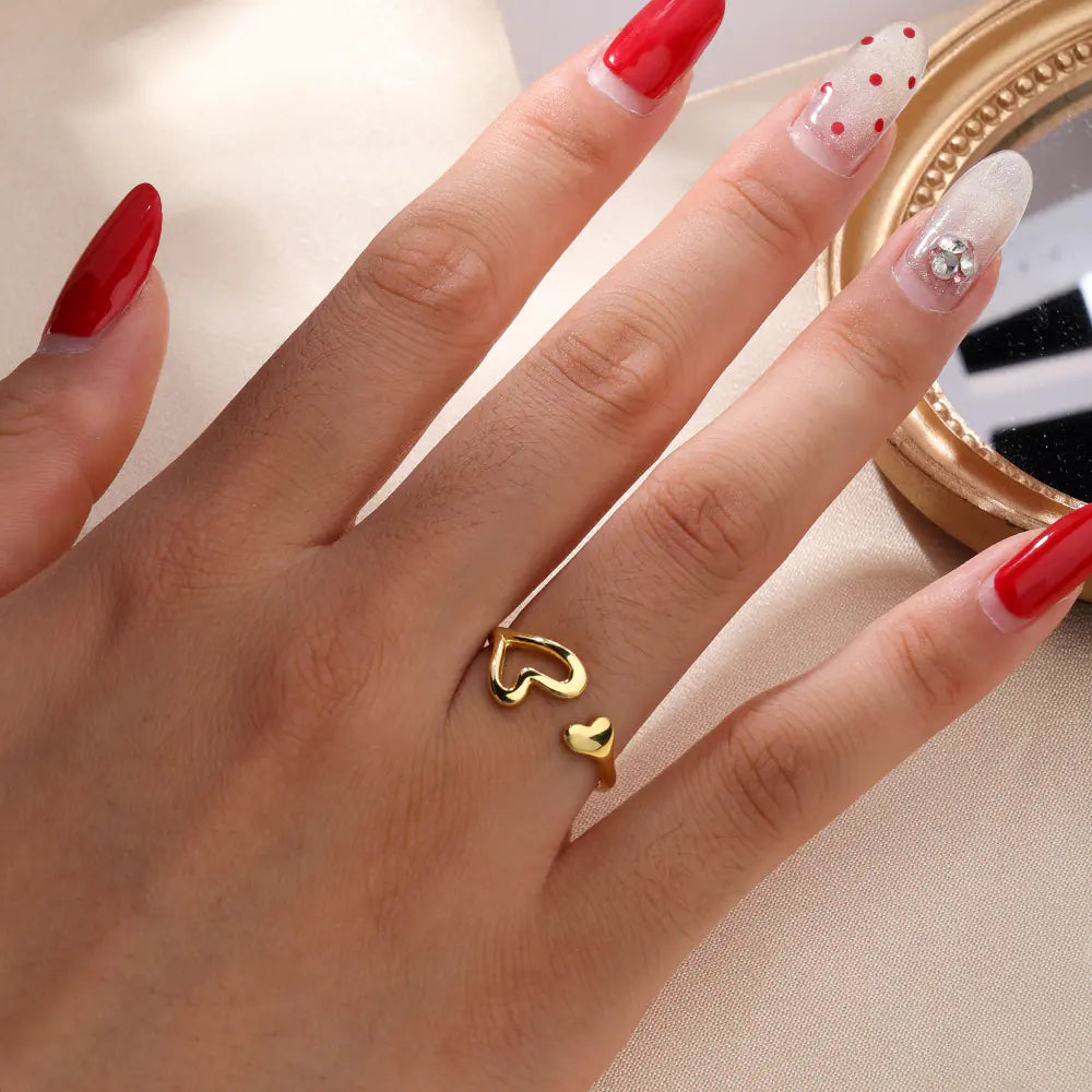 Fashion S925 Sterling Silver Hollow Heart Open Ring