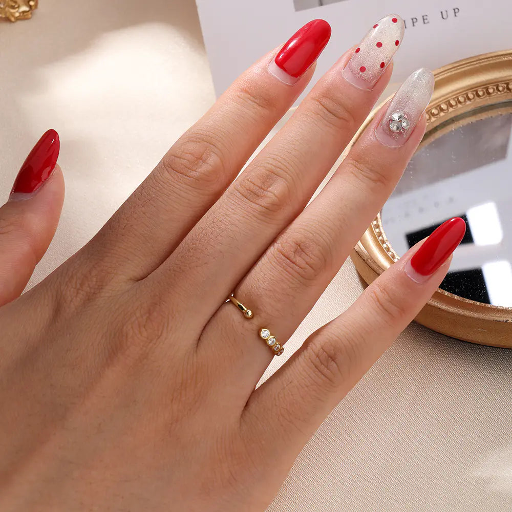 Fashion Silver Eternity Adjustable Diamond Open Rings
