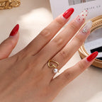 S925 Sterling Silver Lined Shell Pearl Adjustable Ring