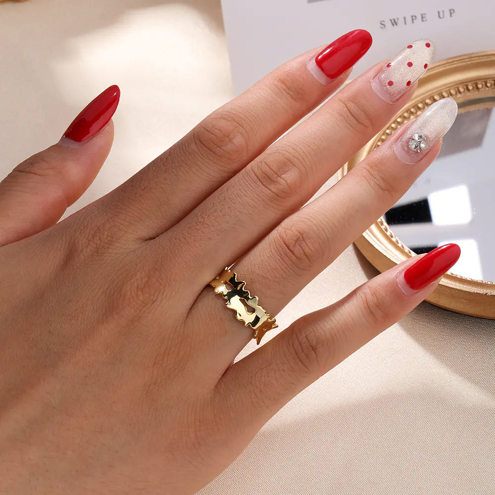 925 Sterling Silver Irregular Hollow Flower Edge Rings