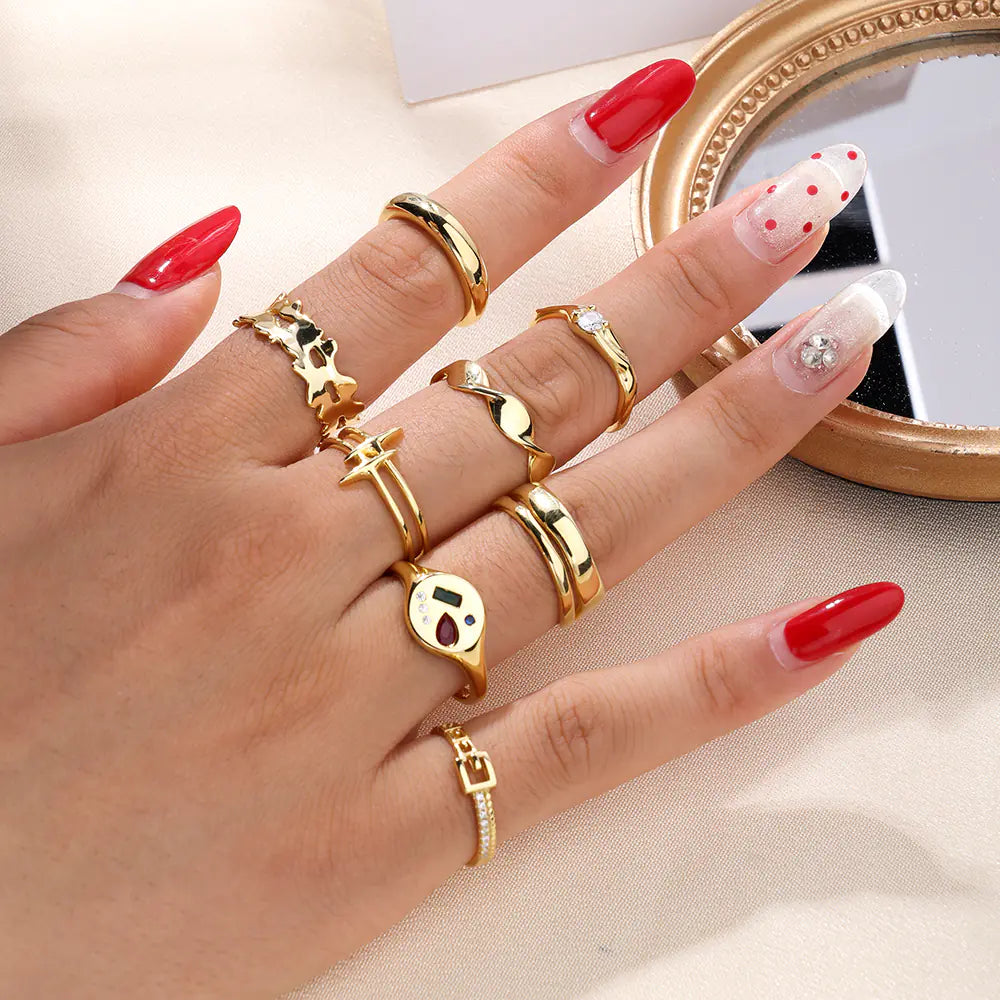 925 Sterling Silver Chunky Rings Irregular Double Layer