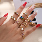 Two-Tone Double Color CZ Stainless Steel Open Ring