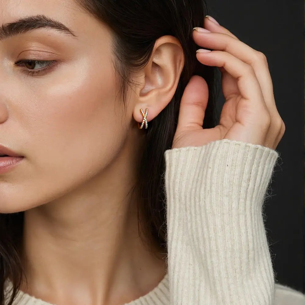 Hot Brass Cross Design Stud Earrings