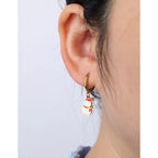 Stainless Steel Christmas Hoop Earrings with Tree Snowman