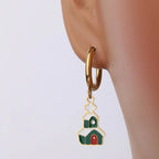 Christmas Tree Stainless Steel Hoop Earrings Luxury