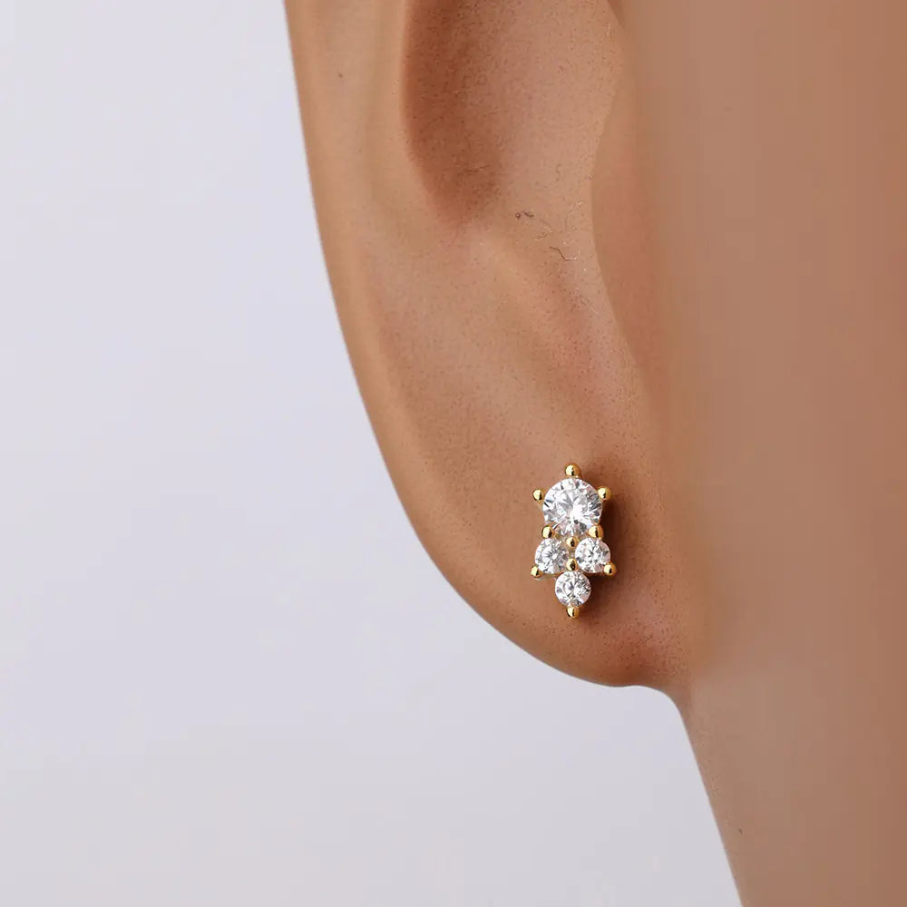 S925 Sterling Silver Unique Niche Design Fine Stud Earrings
