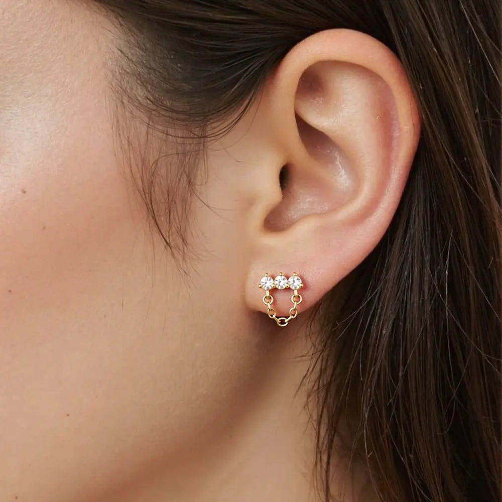 Classical 925 Sterling Silver Clear CZ Cartilage Earring