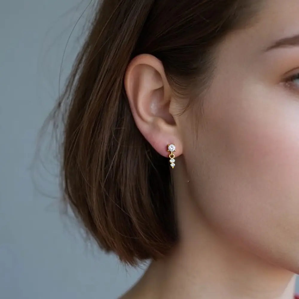 Fashion S925 Sterling Silver Gold Stud Earrings