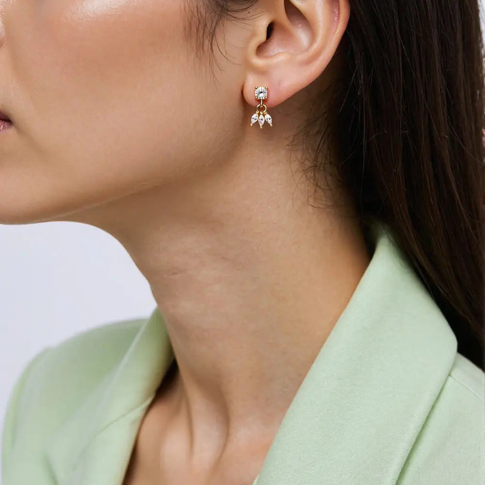 New Trendy 925 Sterling Silver CZ Stud Earrings