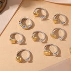 Stainless Steel Two-tone Irregular Adjustable Ring
