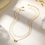 New 925 Silver Butterfly Triple Layer Necklace Set