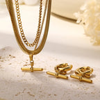 S925 Silver 18K Gold Barbell Drop Hoop Earrings