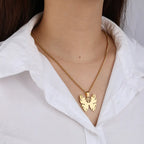 Gold Plated Stainless Steel Betterfly Pendant Necklace