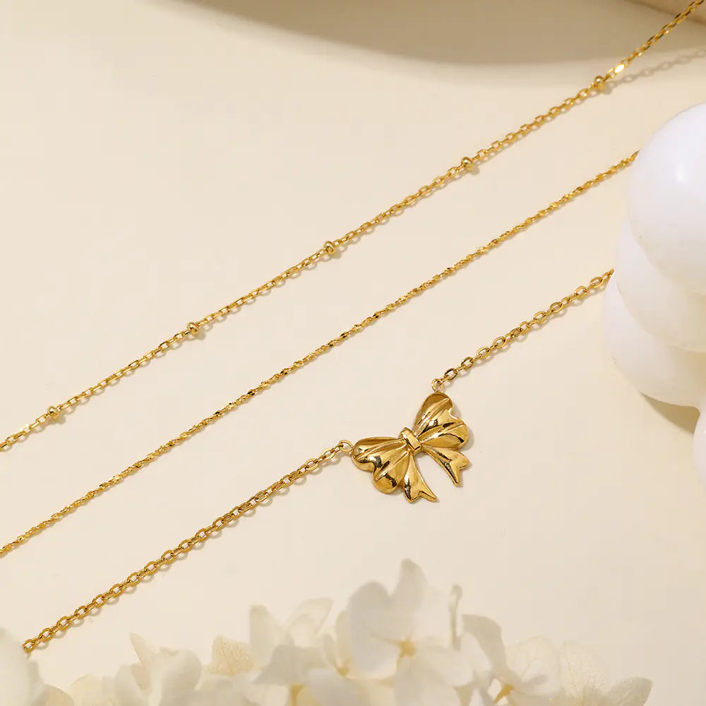 New 925 Silver Butterfly Triple Layer Necklace Set