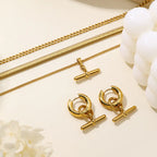 S925 Silver 18K Gold Barbell Drop Hoop Earrings