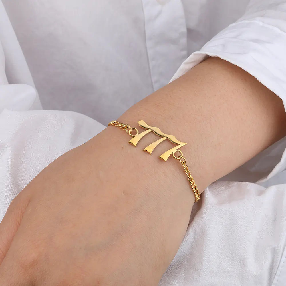 Stainless Steel Gold Number Design Bracelet