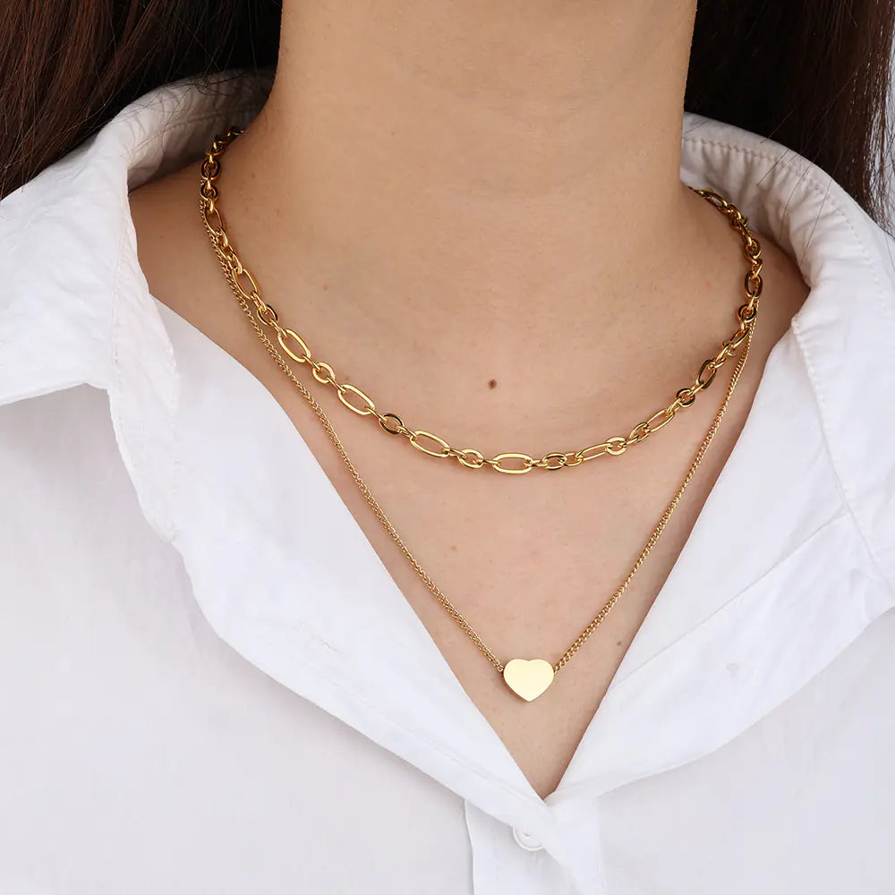 Stainless Steel Gold Plated Sun&Moon Necklace Group