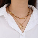 Stainless Steel Gold Plated Sun&Moon Necklace Group