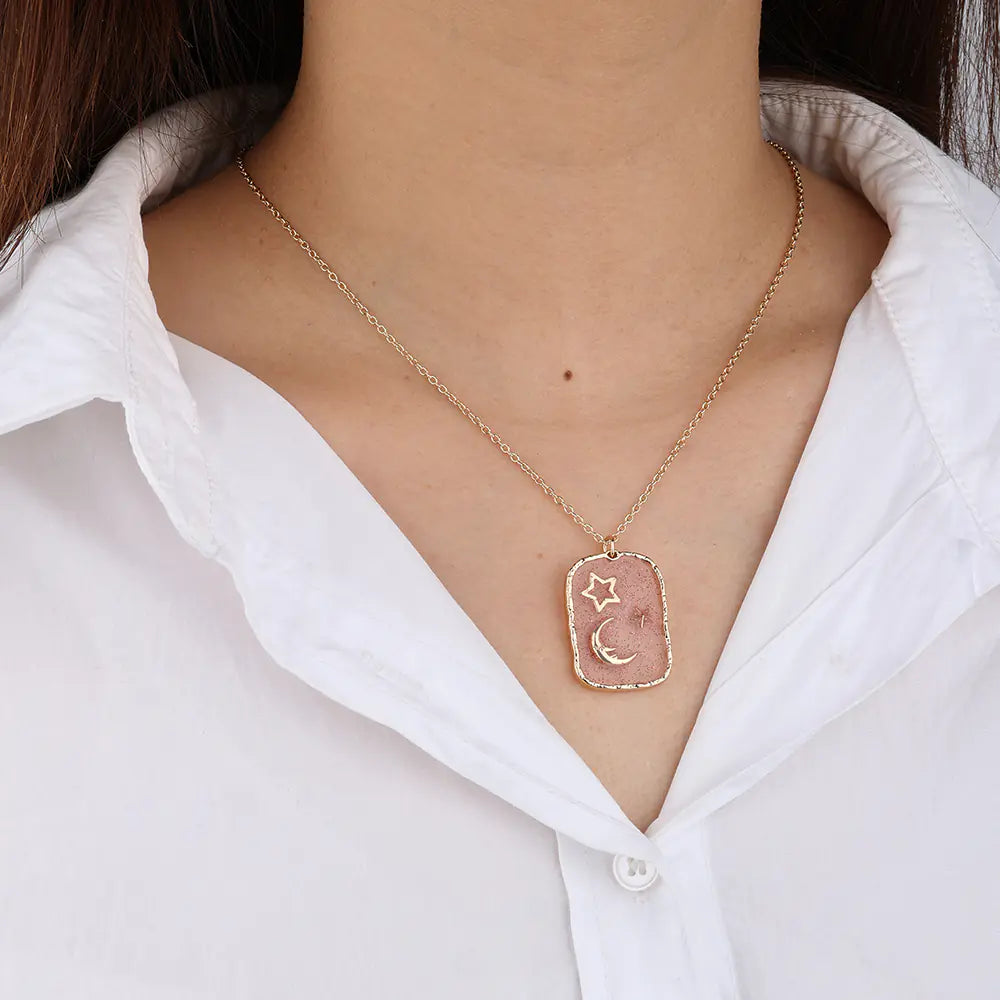 Hot-selling Brass Glass Print Necklace