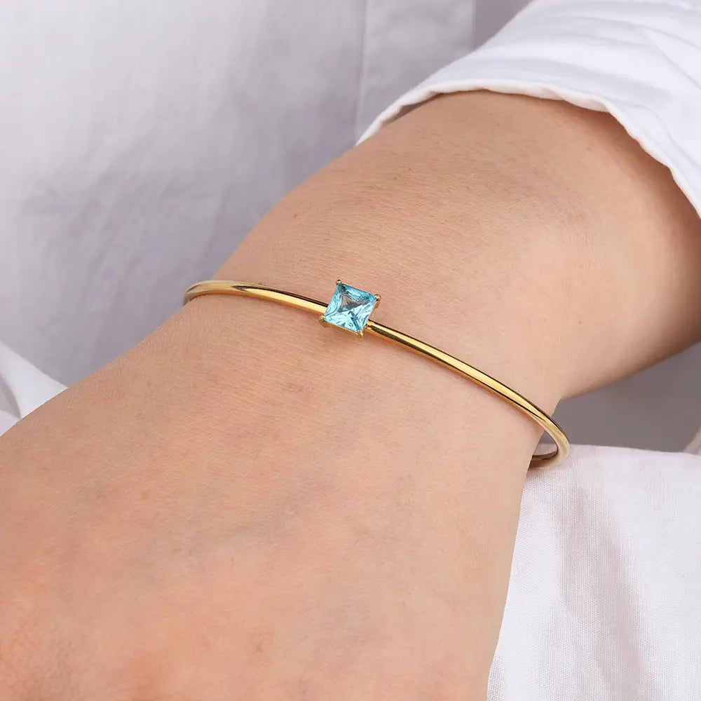 Customizable Stainless Steel Twelve Month Birthstone Bracelet