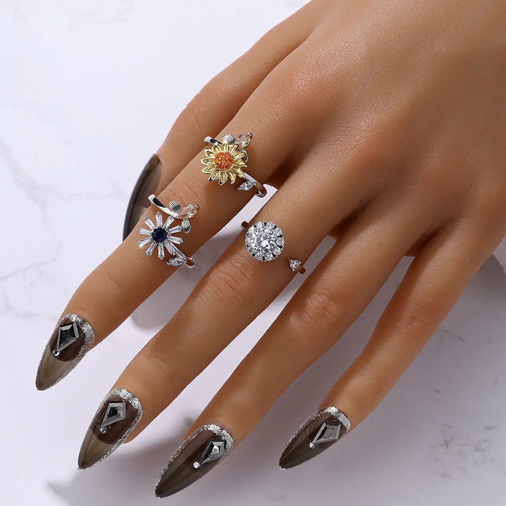 Fashion Rings Adjustable Sun Flower Fidget Ring