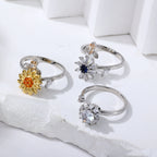 Fashion Sunflower Brass CZ Adjustable Ring