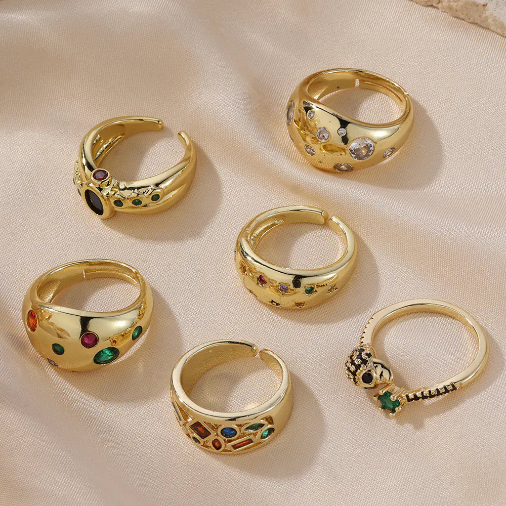 Plated Rainbow Diamond Dome Star Ring