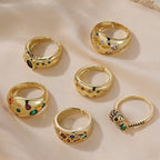 Brass Iced Out Clorful Gemstones Opening Ring