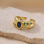 Brass Elegant Clorful Gem Opening Women Ring