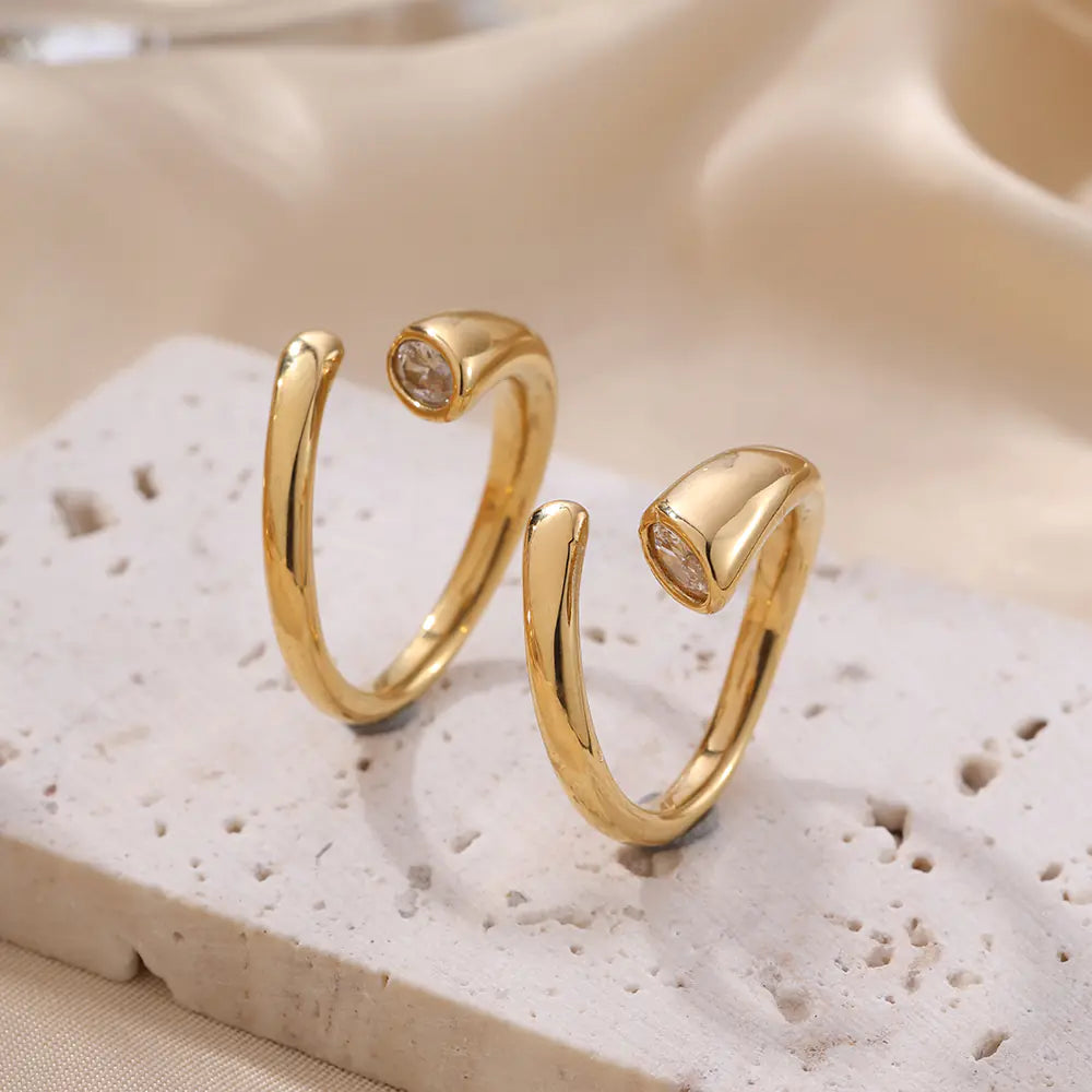 18k Gold Stainless Steel Stackable Wrap Ring