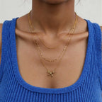 Hot 925 Silver Butterfly Triple Layer Necklace Set