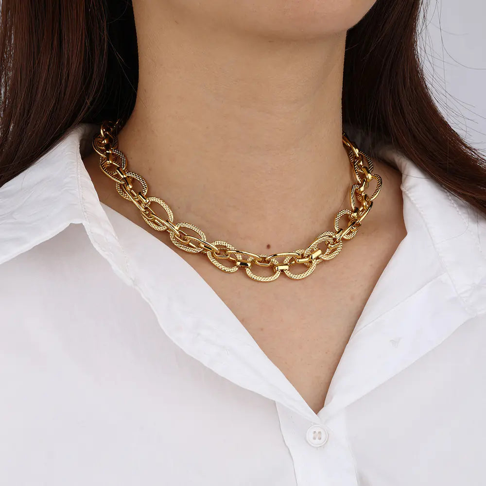 Stainless Steel Buckle Necklace Adjustable