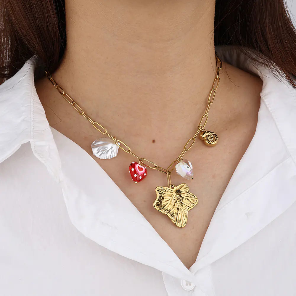 Stainless Steel Maple Leaf Design Necklace