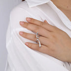 Simplez Irregular Line Stainless Steel Open Ring