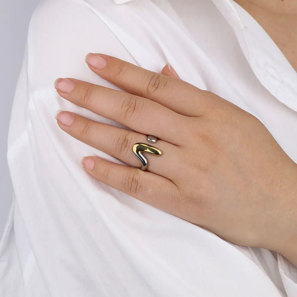 Stainless Steel Special-Shaped Two-Color Ring