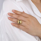 Stainless Steel Sun Flower Shape Irregular Ring